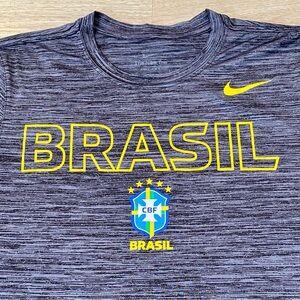 Nike Brasil CBF T-Shirt Men’s Small Grey Velocity Legend Short Sleeve Soccer Tee